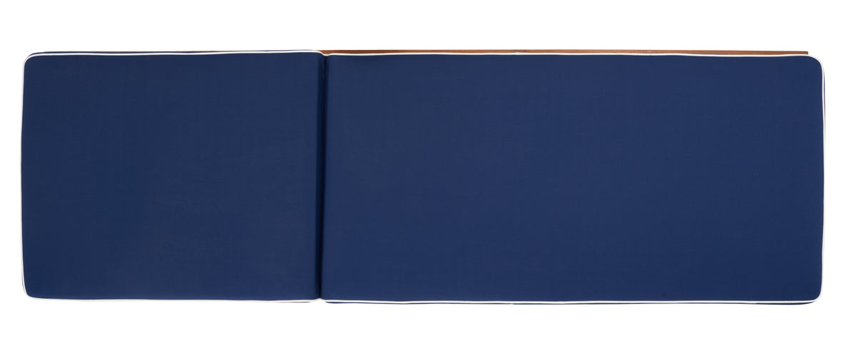 Newport Chaise Lounge in Natural with Navy Cushion and White Piping