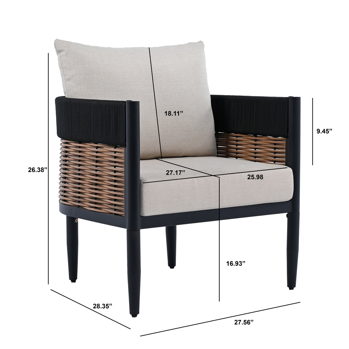 Harrison Chair in Black and Taupe — Set of 2