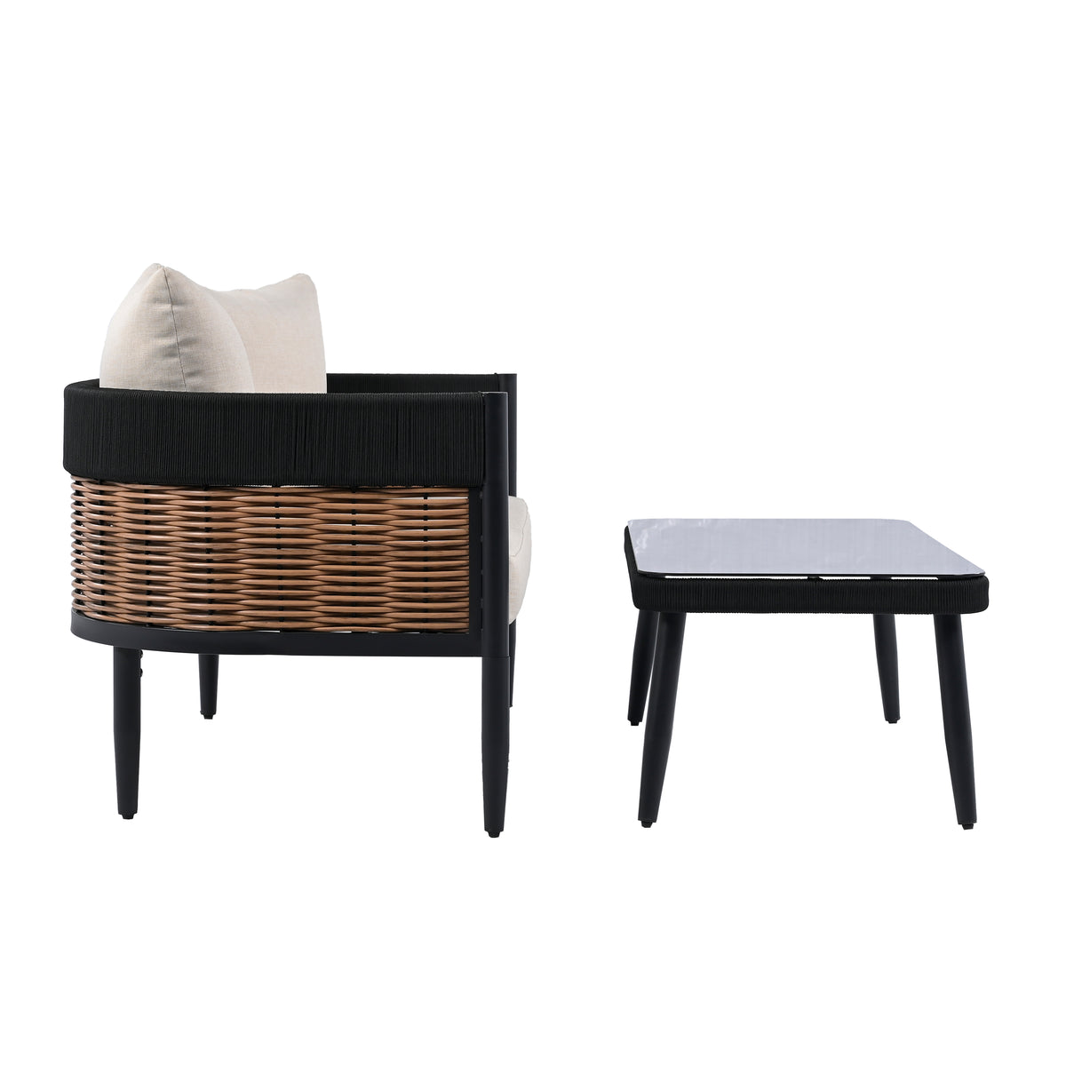 Harrison Bench Table in Black and Taupe