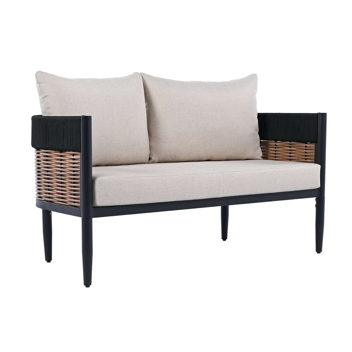 Harrison Bench Table in Black and Taupe
