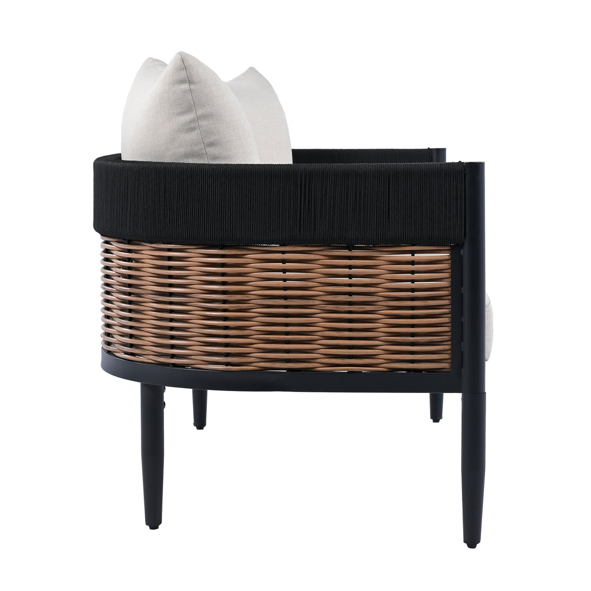 Harrison Bench Table in Black and Taupe