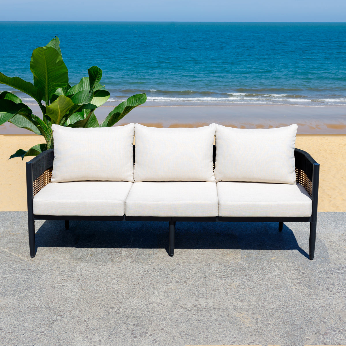 Harrison 3 Seater Sofa in Black and Taupe