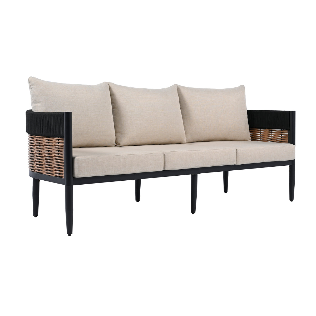 Harrison 3 Seater Sofa in Black and Taupe