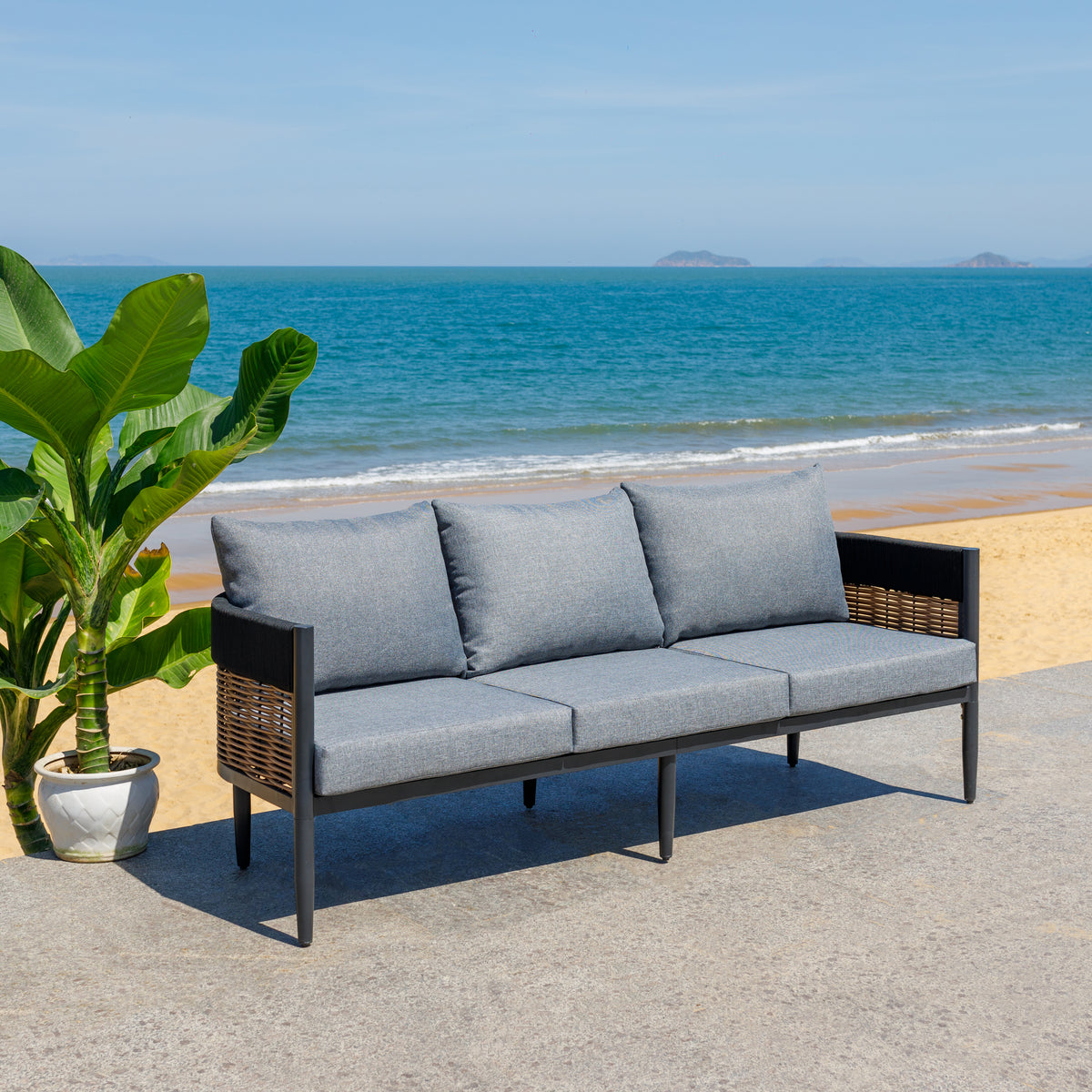 Harrison 3 Seater Sofa in Black and Grey