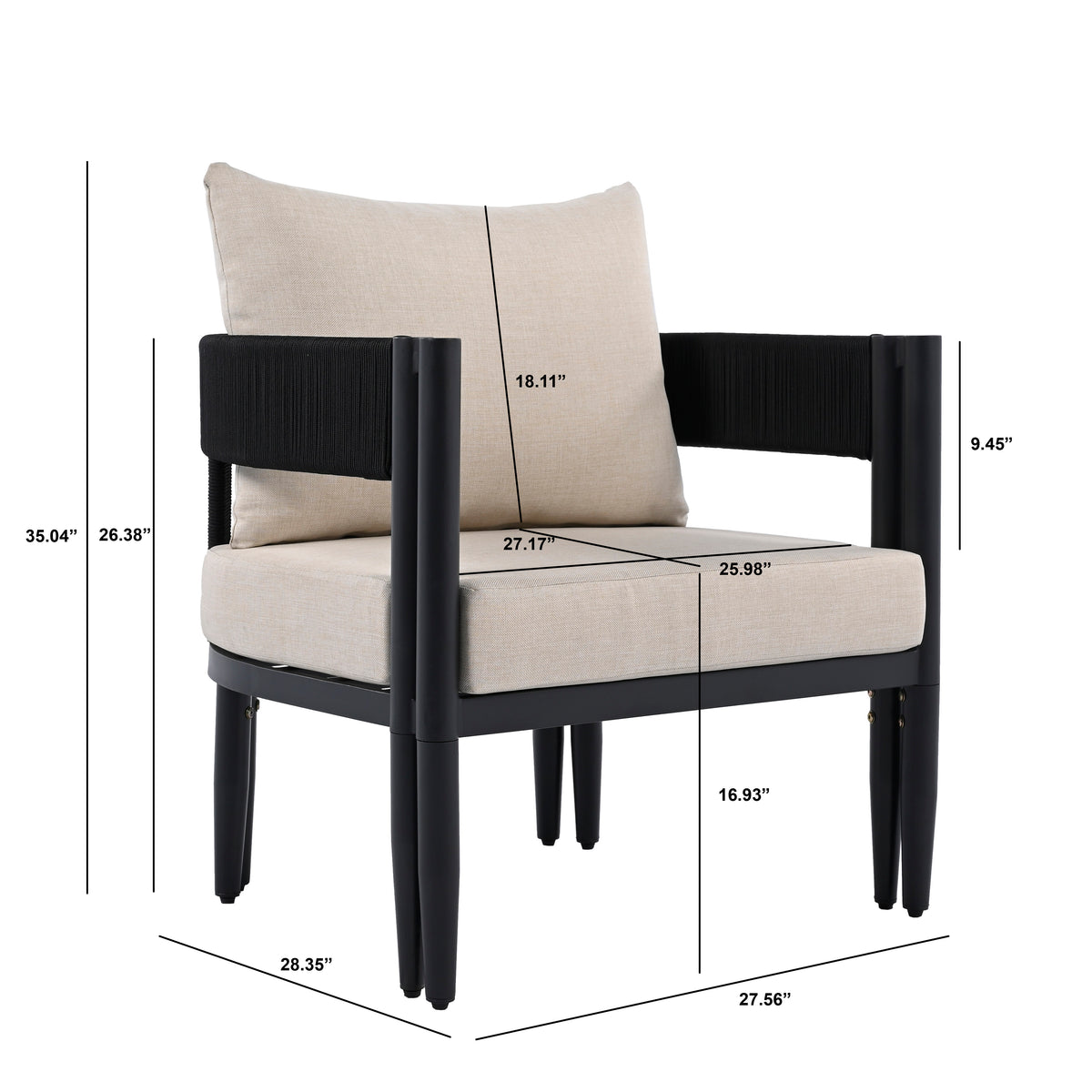 Viola Chair in Black and Taupe — Set of 2