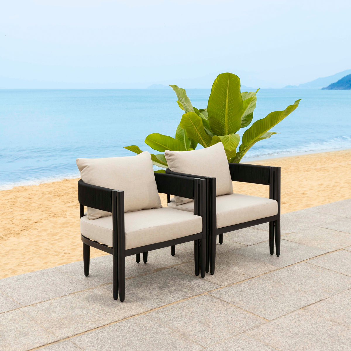 Viola Chair in Black and Taupe — Set of 2