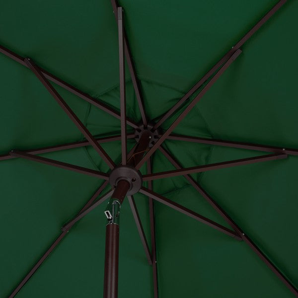 Torsa Crank Umbrella in Hunter Green with White Fringe (9 ft)