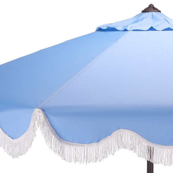 Torsa Crank Umbrella in Baby Blue with White Fringe (9 ft)