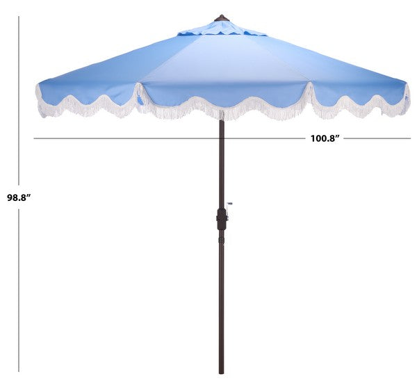Torsa Crank Umbrella in Baby Blue with White Fringe (9 ft)
