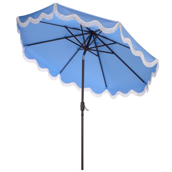 Torsa Crank Umbrella in Baby Blue with White Fringe (9 ft)