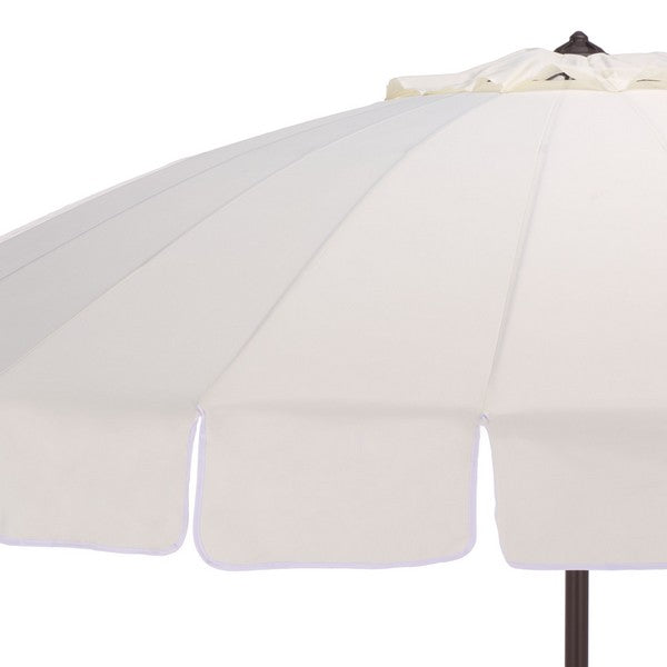 Panza Crank Outdoor Umbrella in Ivory with Brown Pole (9 ft)
