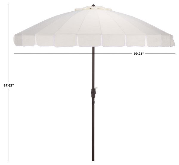 Panza Crank Outdoor Umbrella in Ivory with Brown Pole (9 ft)