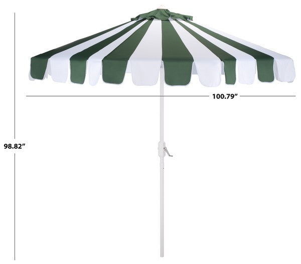 Mezze Crank Outdoor Umbrella in Hunter Green Stripe with White Edge (9 ft)