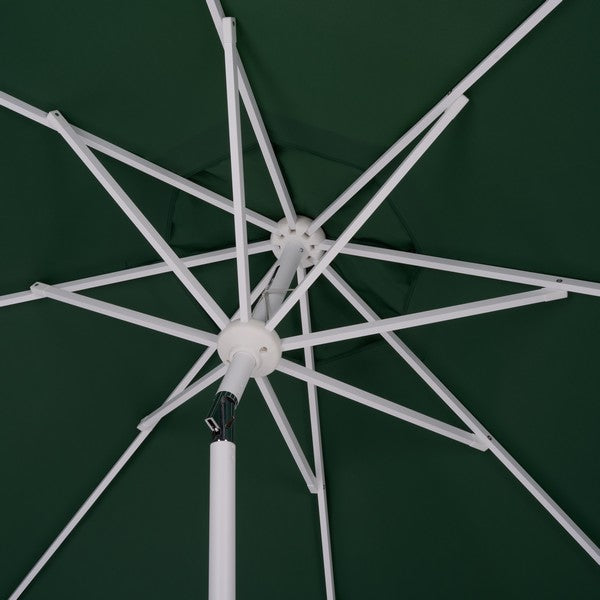 Torsa Crank Outdoor Umbrella in Hunter Green with White Fringe (9 ft)