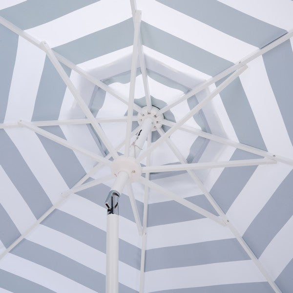 Lucerna Crank Outdoor Umbrella in Hunter Green Stripe with White Fringe (9 ft)