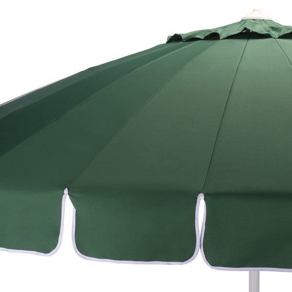 Panza Crank Outdoor Umbrella in Hunter Green with White Edge (9 ft)