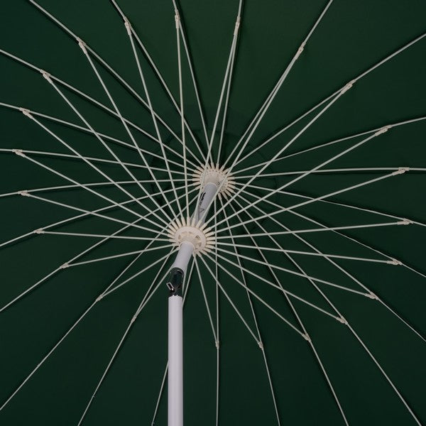 Panza Crank Outdoor Umbrella in Hunter Green with White Edge (9 ft)