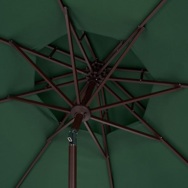 Valance Doubletop Outdoor Umbrella in Hunter Green with White Scallope