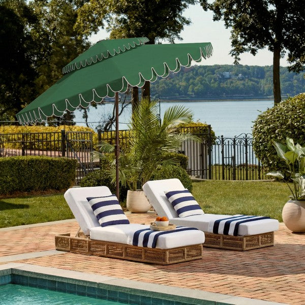 SAFAVIEH Outdoor Kjerstin Valance 9Ft Double Top Umbrella
