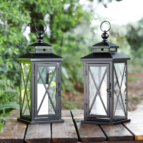 Lirio Outdoor Metal Lantern in Black (Set of 2)