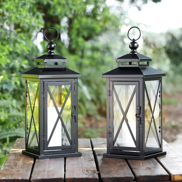 Lirio Outdoor Metal Lantern in Black (Set of 2)