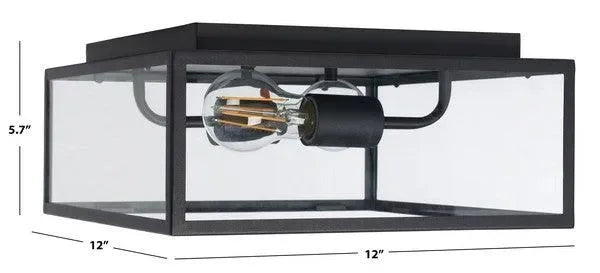 Rinnah Steel Glass Outdoor Flush Mount in Black - The Mayfair Hall