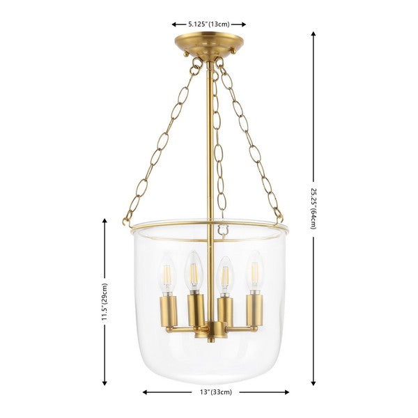 Dahye Pendant in Brass Gold with Clear Glass Shade