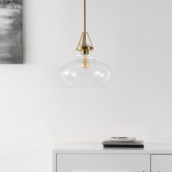 Salud Pendant in Brass Gold with Clear Glass Shade