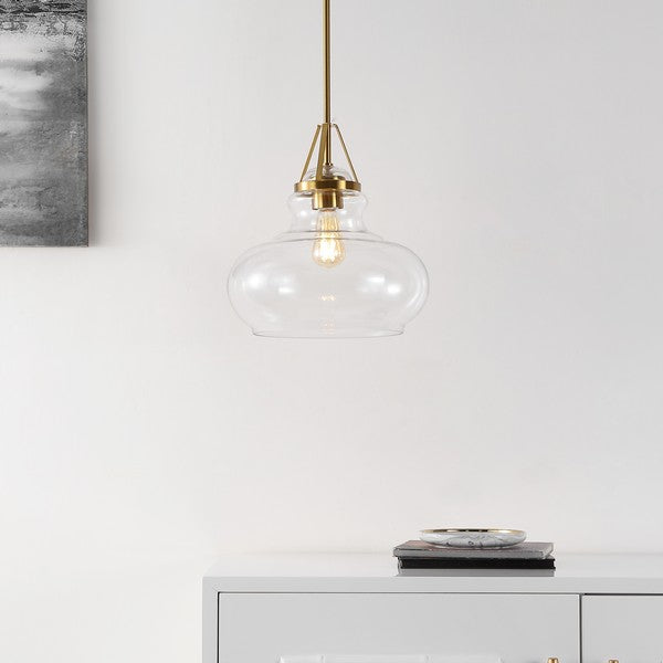 Salud Pendant in Brass Gold with Clear Glass Shade