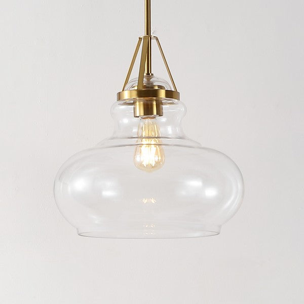 Salud Pendant in Brass Gold with Clear Glass Shade