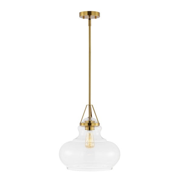 Salud Pendant in Brass Gold with Clear Glass Shade