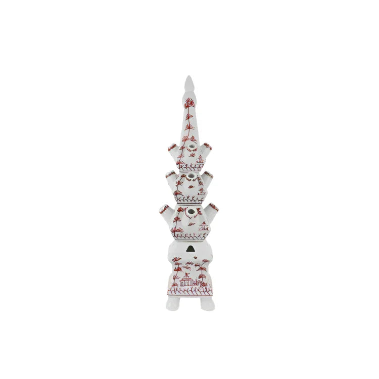 Red and White Village Scene Tulipiere - The Mayfair Hall