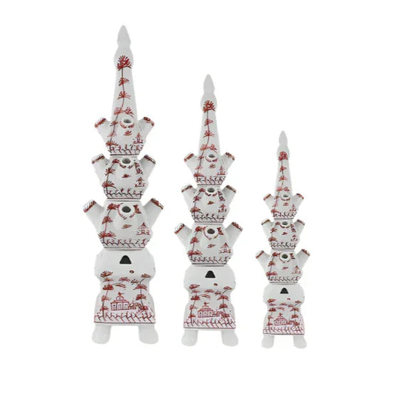 Red and White Village Scene Tulipiere - The Mayfair Hall
