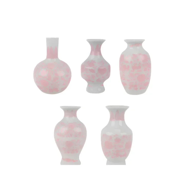 SET OF 5 MINI Pink AND WHITE BUD VASES - The Mayfair Hall