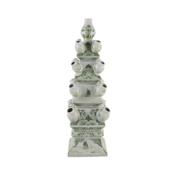 Medium Grand Green and White Tulipiere - The Mayfair Hall
