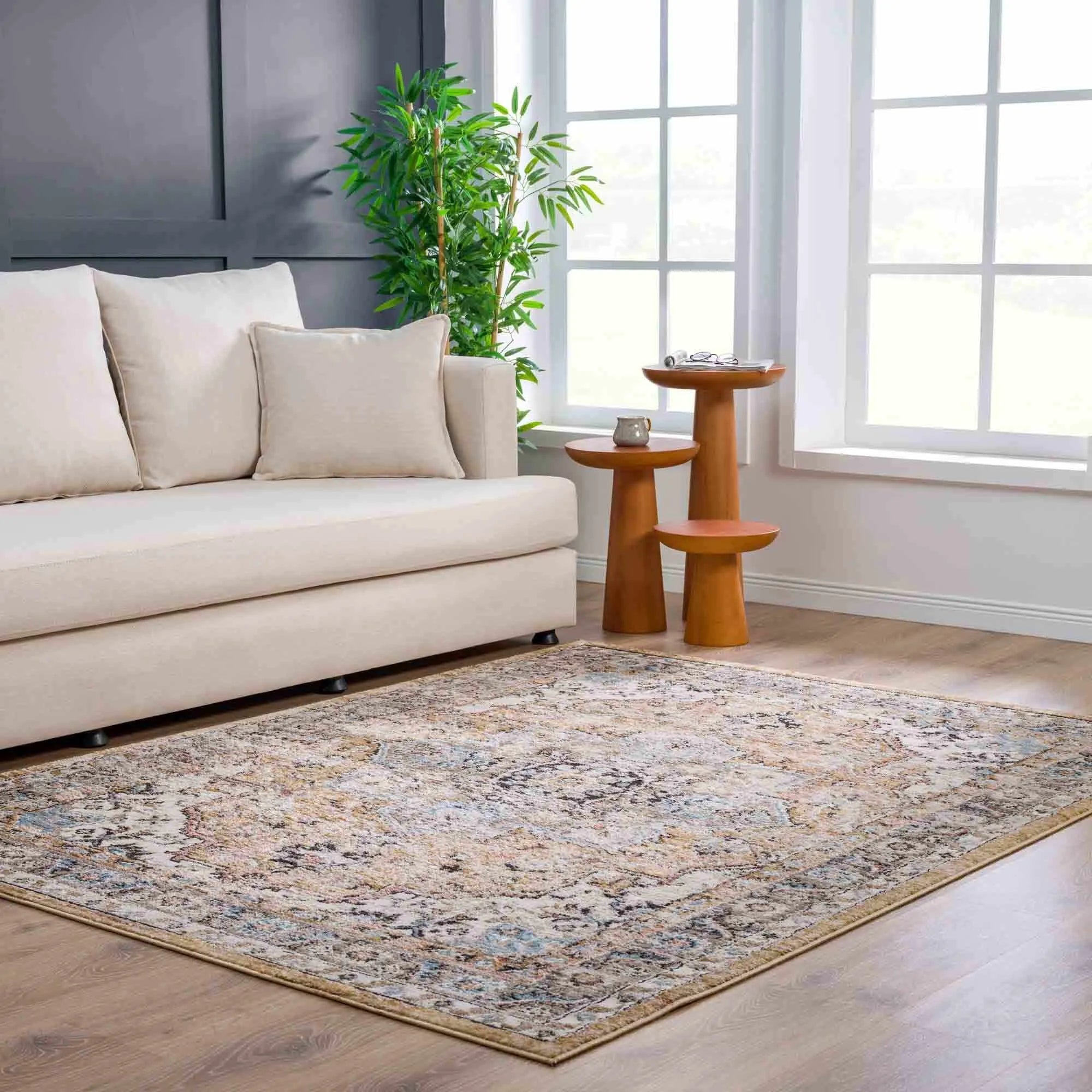 Albie Gold & Beige Polypropylene Area Rug