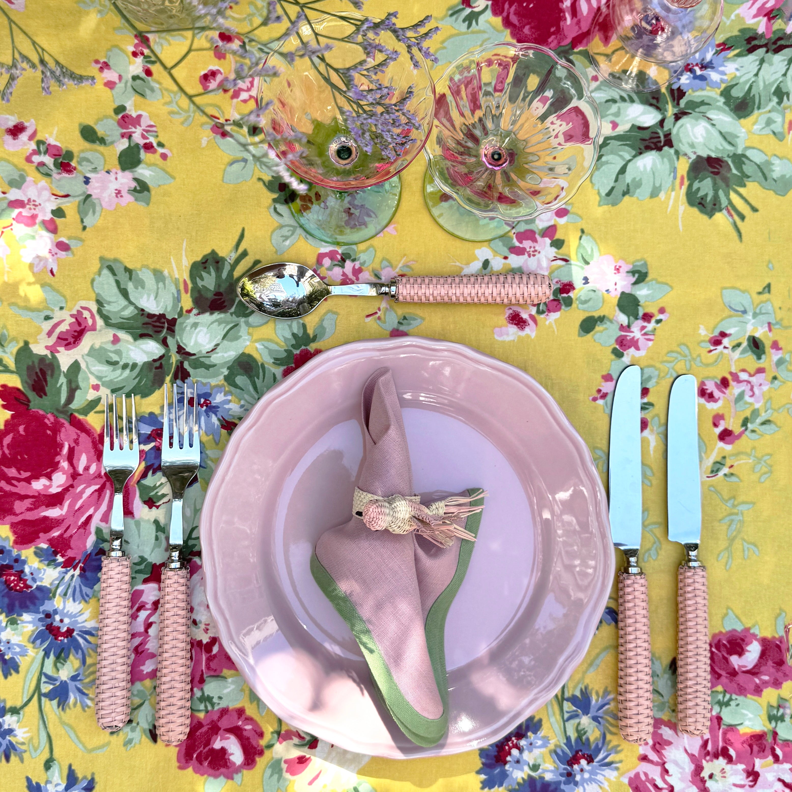 Daisy pink linen napkin (set of 4)