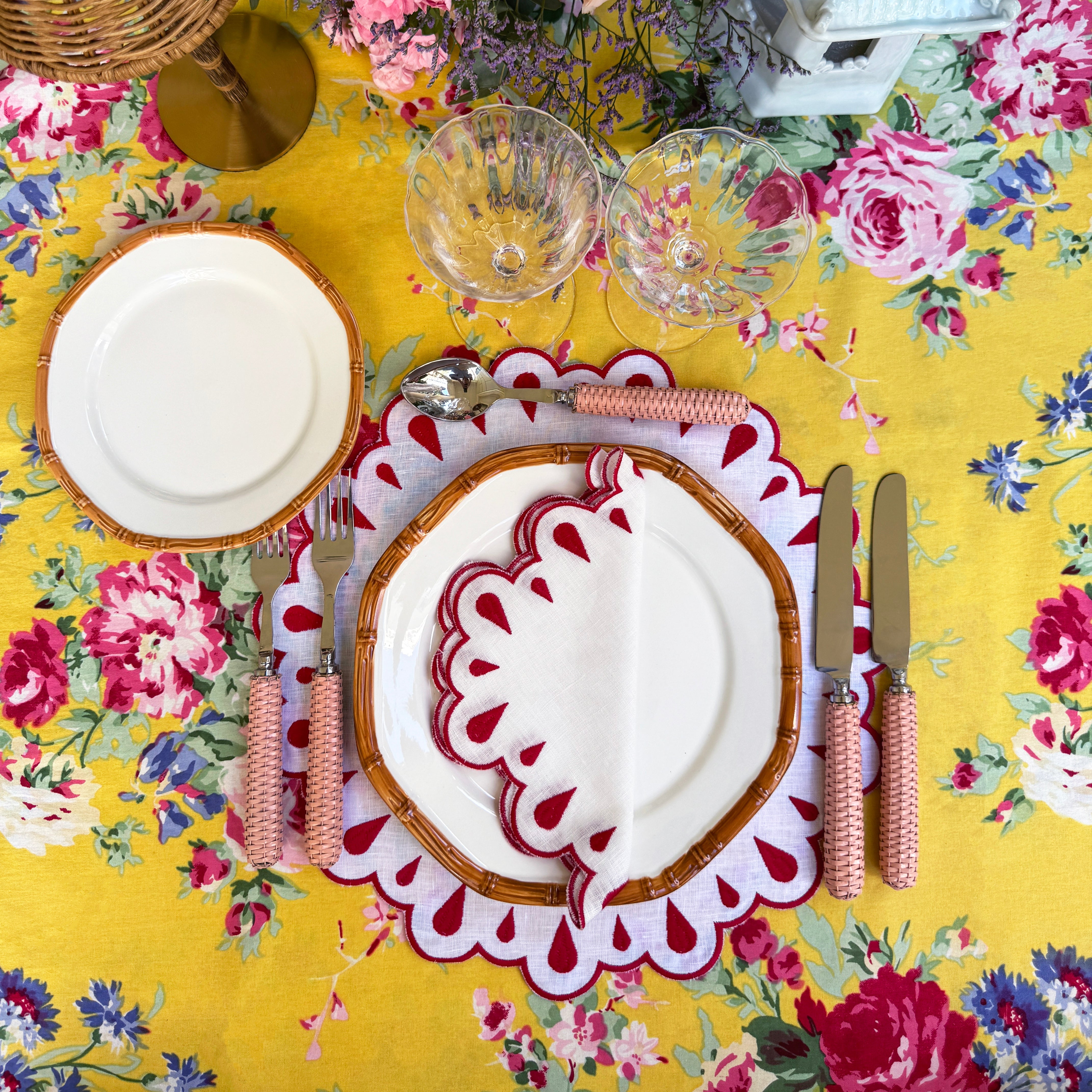 Margaret red linen placemat (set of 4)