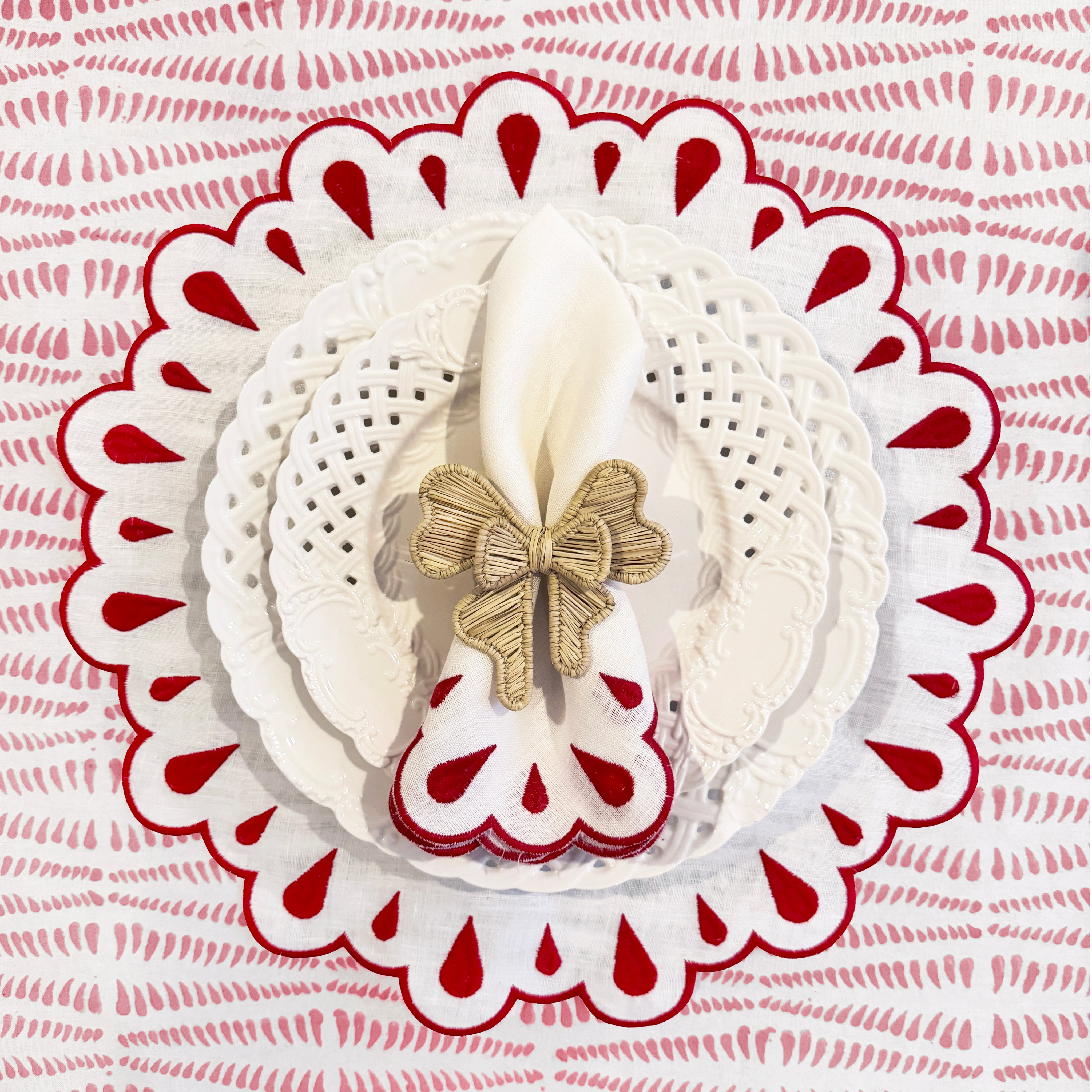 Margaret red linen placemat (set of 4)