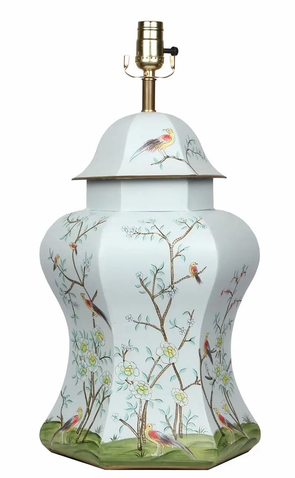 Chinoiserie Pale Blue Scalloped Lamp - The Mayfair Hall