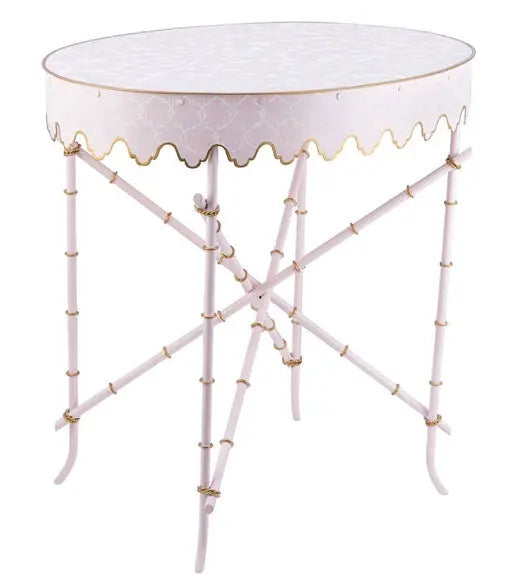 Pale Pink Scalloped Hand Painted Table - The Mayfair Hall