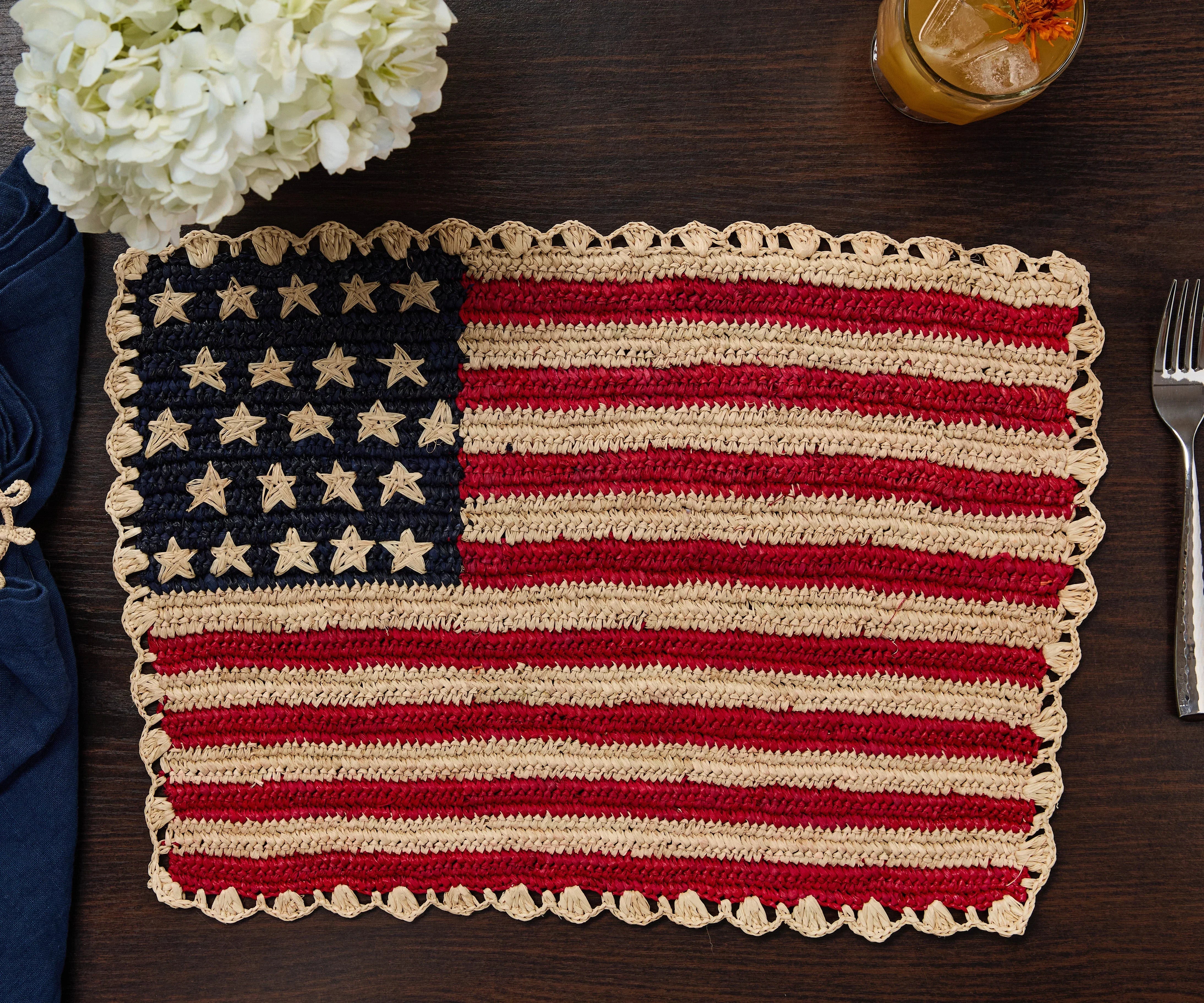 Handcrafted Scalloped Americana Placemats - Set of 4 - Elegant American Flag Design - Payton James X Tuckernuck - The Mayfair Hall