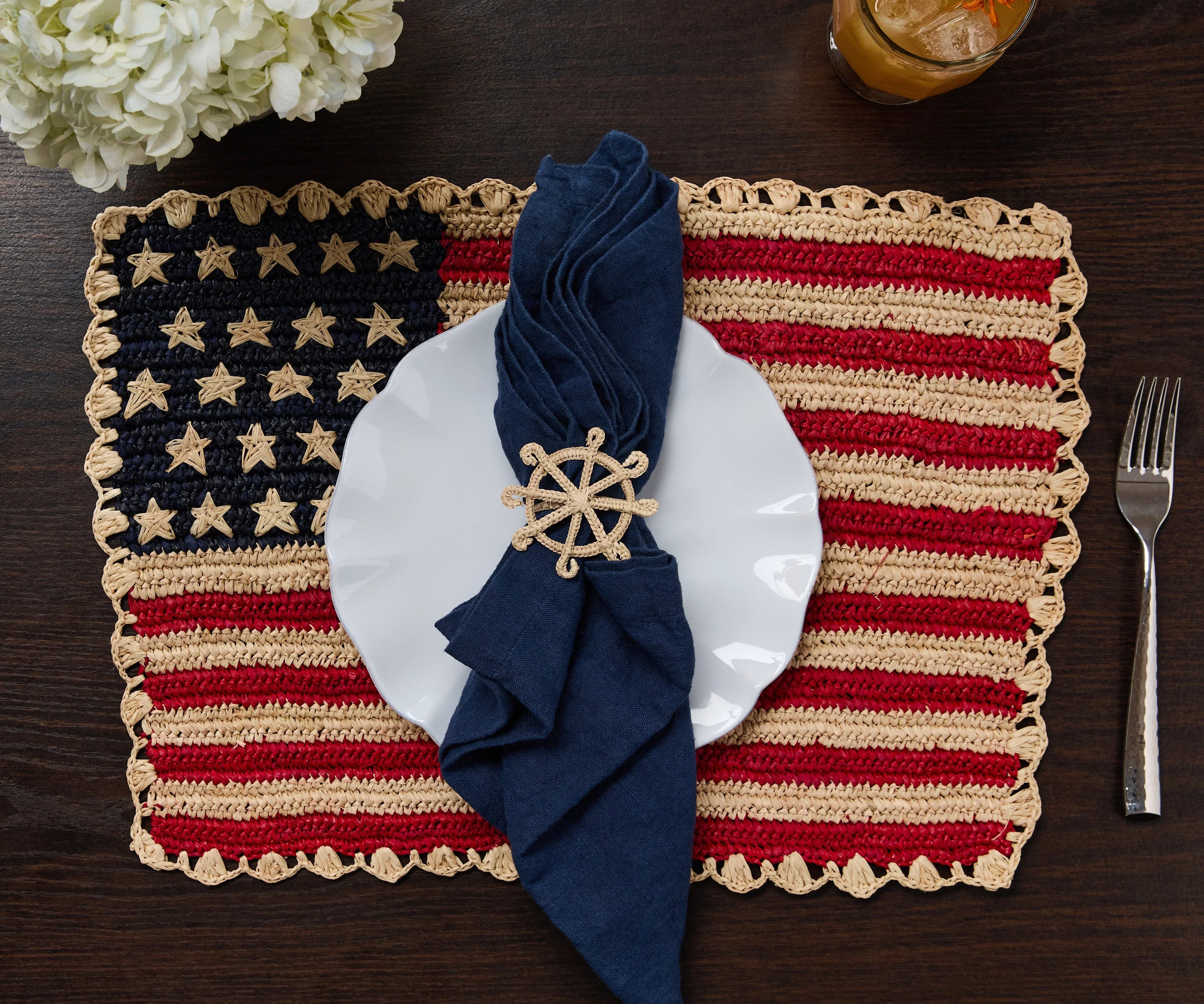 Handcrafted Scalloped Americana Placemats - Set of 4 - Elegant American Flag Design - Payton James X Tuckernuck - The Mayfair Hall