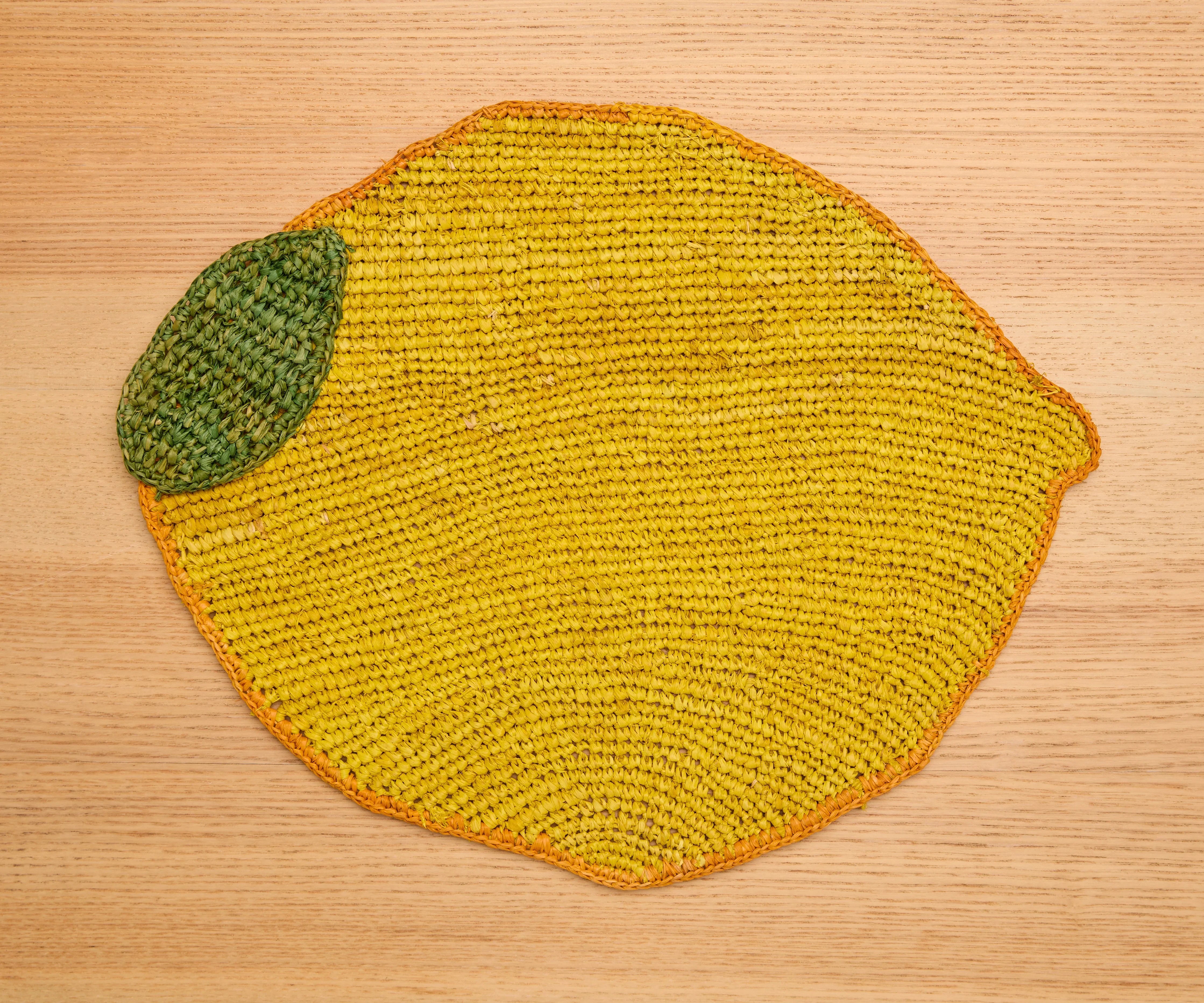 Handwoven Lemon Placemat – Raffia Fruit Shaped Table Mat, Summer Table Decor - The Mayfair Hall