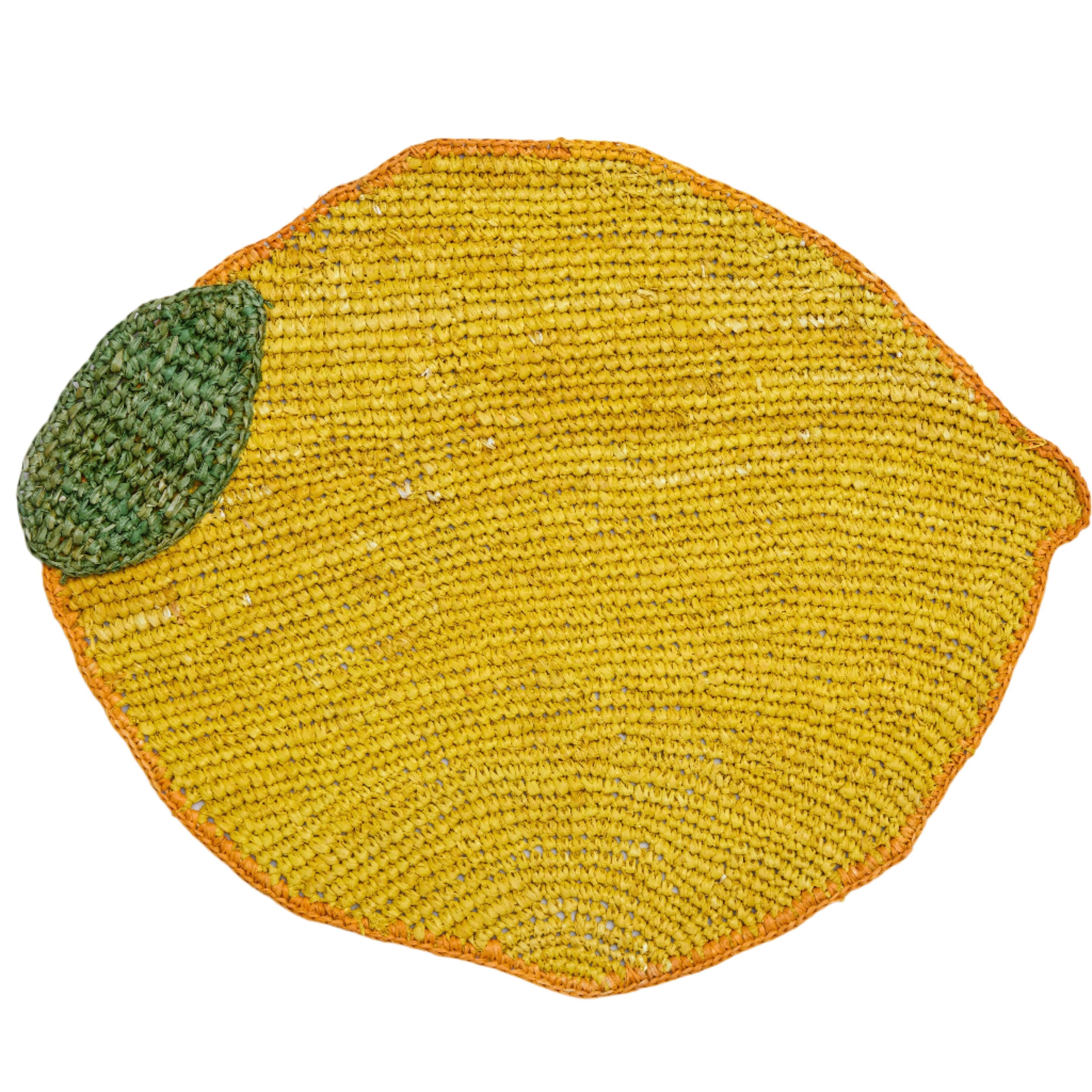 Handwoven Lemon Placemat – Raffia Fruit Shaped Table Mat, Summer Table Decor