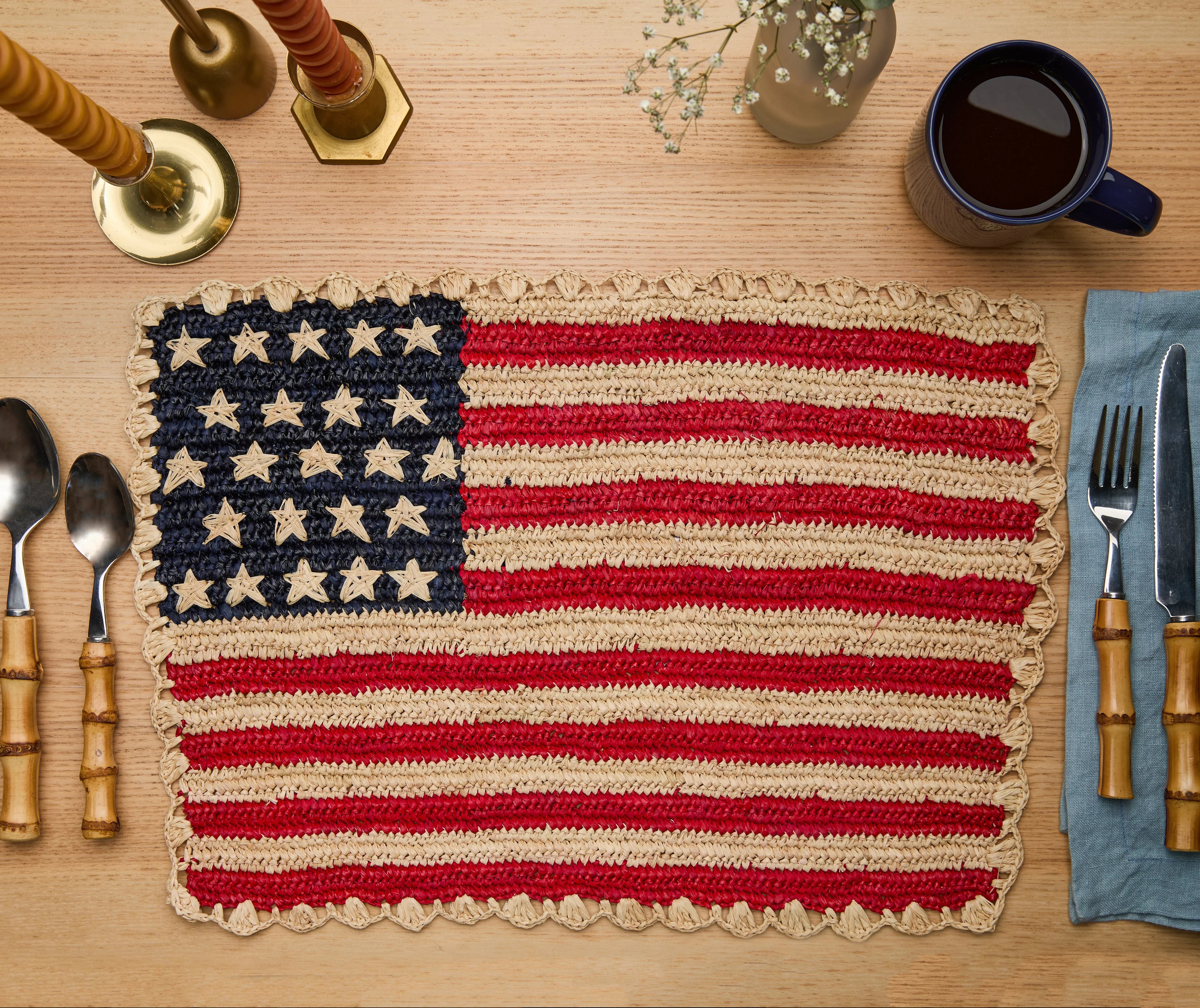 Handcrafted Scalloped Americana Placemats - Set of 4 - Elegant American Flag Design - Payton James X Tuckernuck - The Mayfair Hall