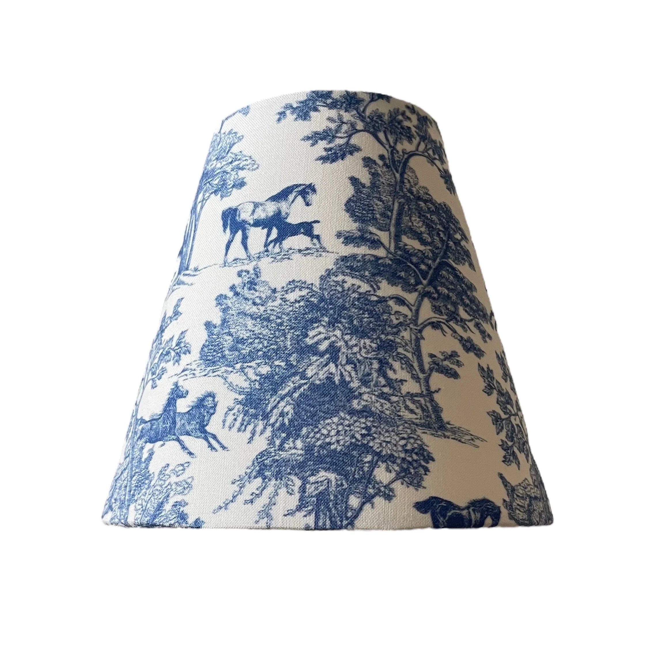 Equestrian Toile Sconce Shade in Blue - Thumbnail 2