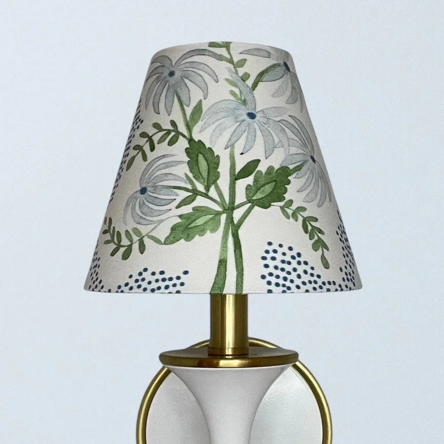 Blue Floral Sconce Shade in Pearl's Bouquet - The Mayfair Hall