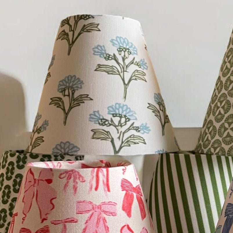Blue Floral Sconce Shade in Sprig