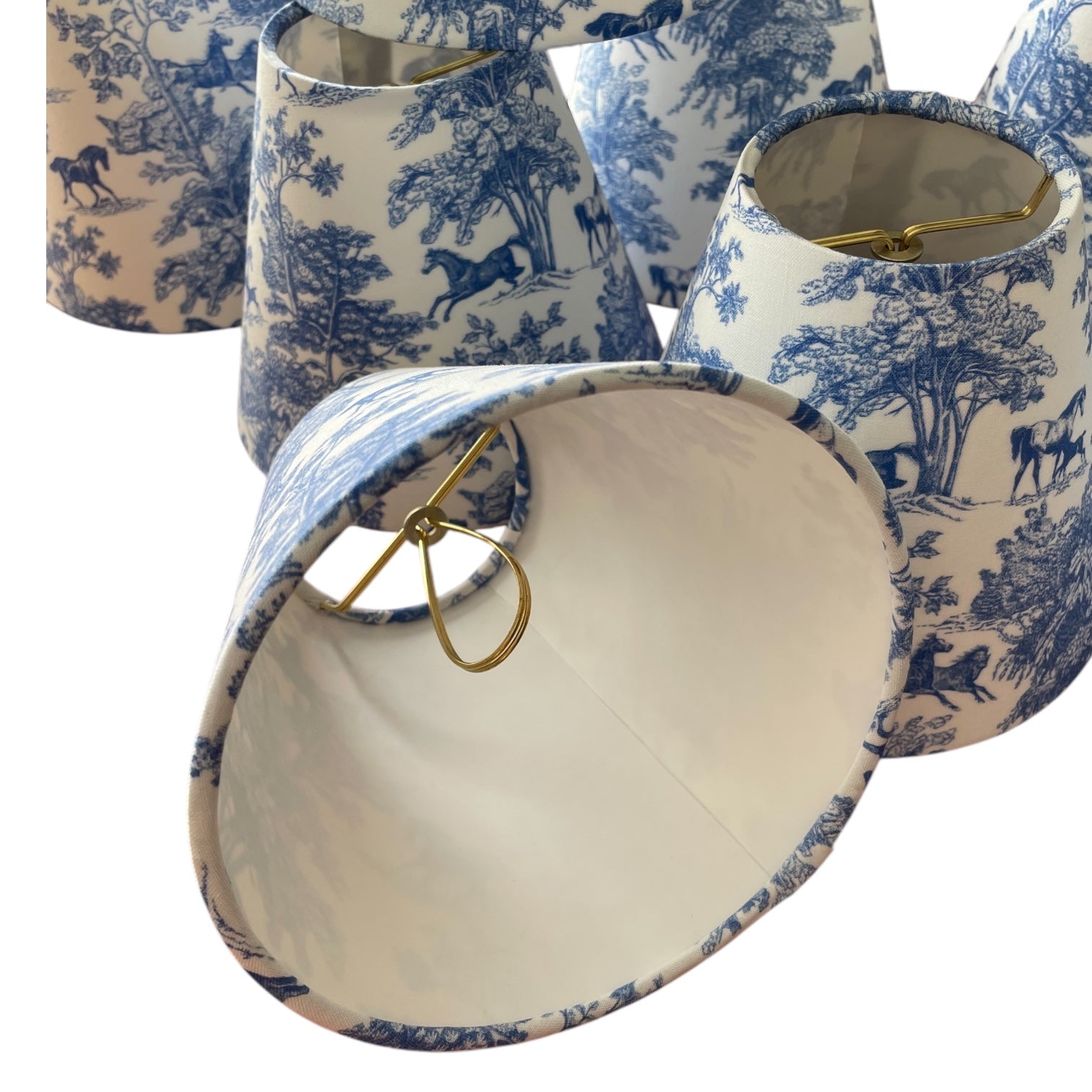 Equestrian Toile Sconce Shade in Blue
